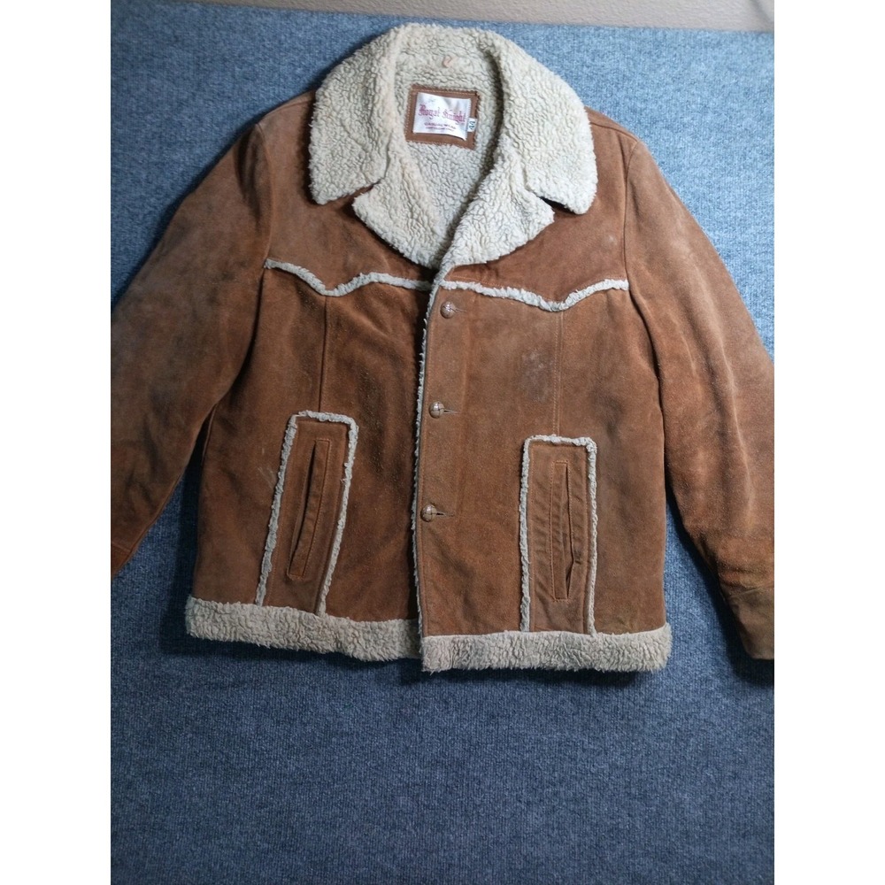 Royal Knight Faux Shearling Jacket Women's Size 44 Brown Sherpa Coat Vintage